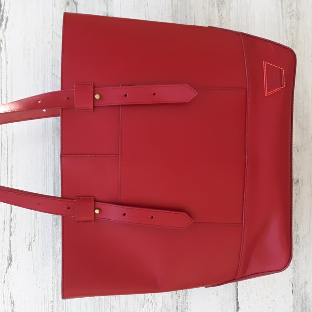 EUC IIIBECA Red Leather Large Tote Bag